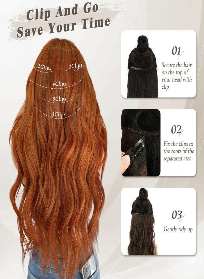 بارسدار وصلات شعر بارسدار بلون الزنجبيل والنحاس - 20 بوصة، 5 قطع، وصلات شعر مموجة تغطي الرأس بالكامل للنساء - قطع شعر صناعية كثيفة وناعمة، مناسبة للاستخدام اليومي والحفلات والهالوين - لون الزنجبيل والنحاس - Image 5